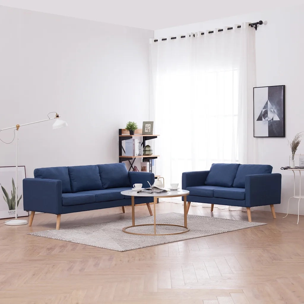 Set Divani 2 pz in Tessuto Blu