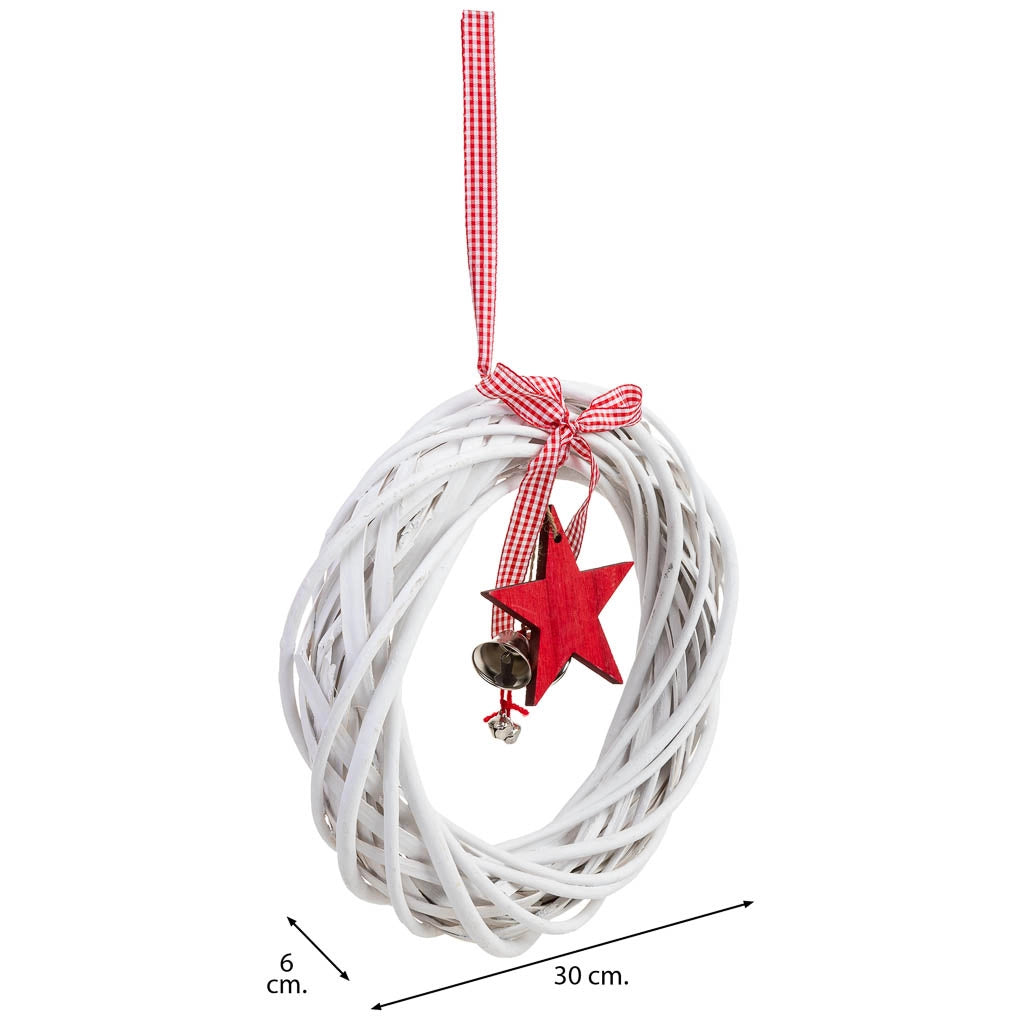 Decorazione ghirlanda in vimini da appendere D30x6h cm