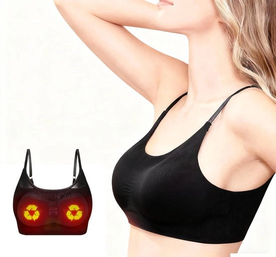 Buste di massaggi - buste di massaggi termiche - riscaldamento intelligente e calma per il seno, buste di aumento dei seni con funzione di massaggi ricaricabile - nero con lingerie speciale
