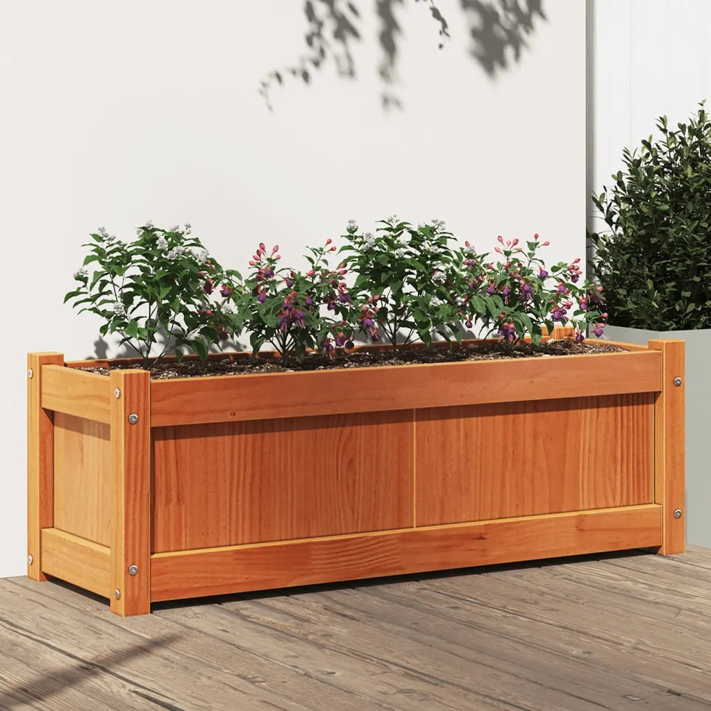Fioriera Giardino-Vaso da Esterno-Contenitore per Piante Marrone Cera 90x31x31 cm Legno Massello Pino