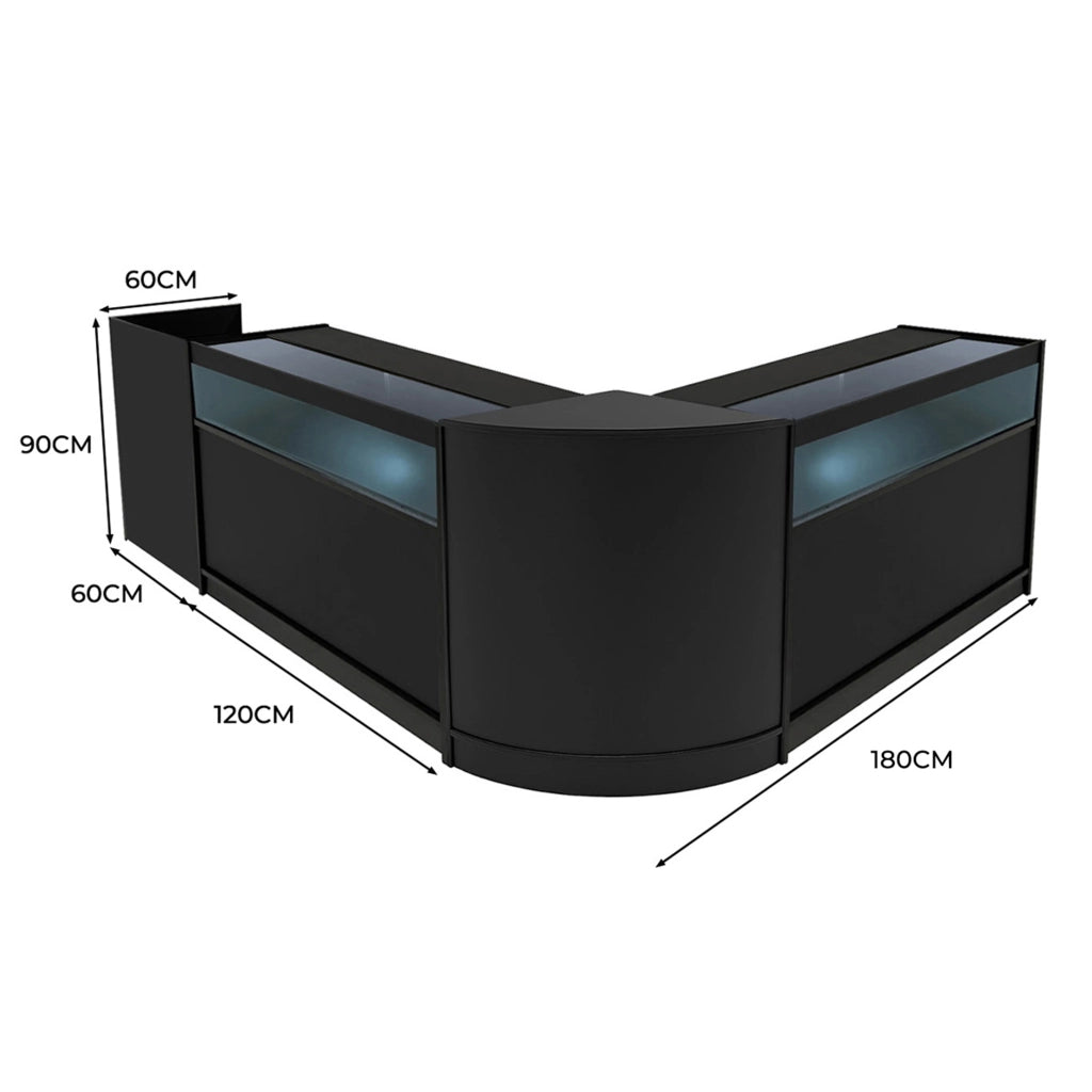 Set Banconi Negozio Nero Luna LED B1200 CM60 TB60 con Serrature e Vetrina