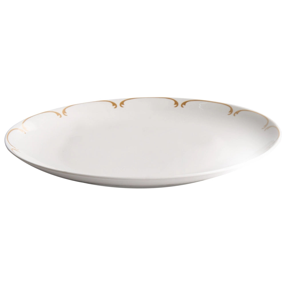 Set da 24 pezzi di stoviglie in porcellana con bordi decorativi finitura smalto trasparente bianco e oro per cucina e sala da pranzo