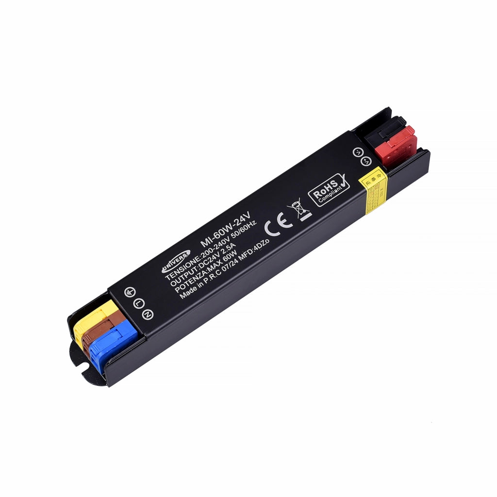 MINI TRASFORMATORE 24V 2.5A 60W IP20 - ALIMENTATORE COMPATTO E IMPERMEABILE IDEALE PER APPLICAZIONI INDUSTRIALI E DOMESTICHE