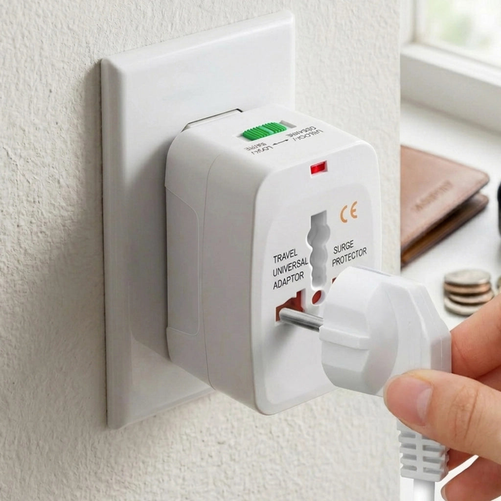 Adattatore di Alimentazione Universale per Dispositivi Elettrici Protezione Sovratensione Bianco Avizar