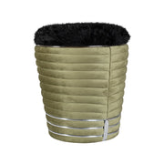 Pouf Doric 300 in Legno di Pioppo e Cotone Verde Grafite