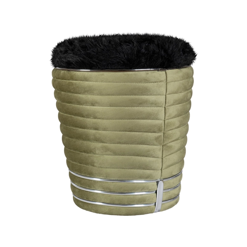 Pouf Doric 300 in Legno di Pioppo e Cotone Verde Grafite