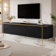 Mobile TV 180x38x46 cm con 6 ante e passacavi in MDF nero