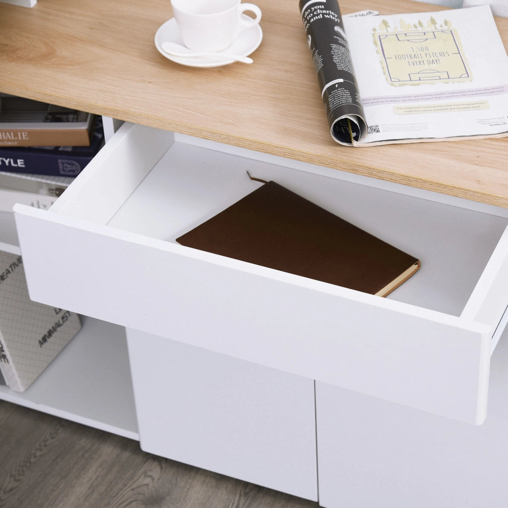 Scrivania Angolare con Libreria ¨C zephmum ¨C Legno e Bianco 140x117x76 cm