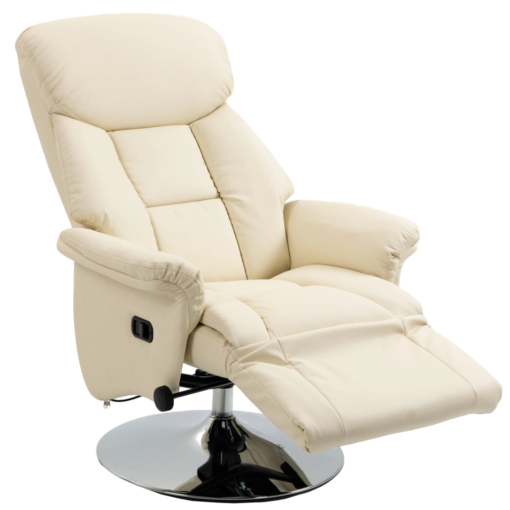 Poltrona relax reclinabile in similpelle ¨C Zephmum ¨C 78x80x109 cm, crema