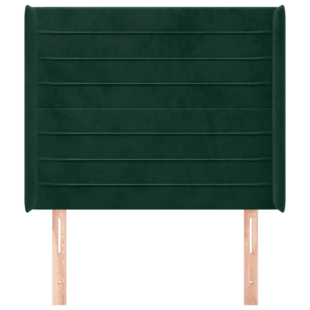 Testiera | Testata ad Orecchio Verde Scuro 93x16x118/128 cm in Velluto
