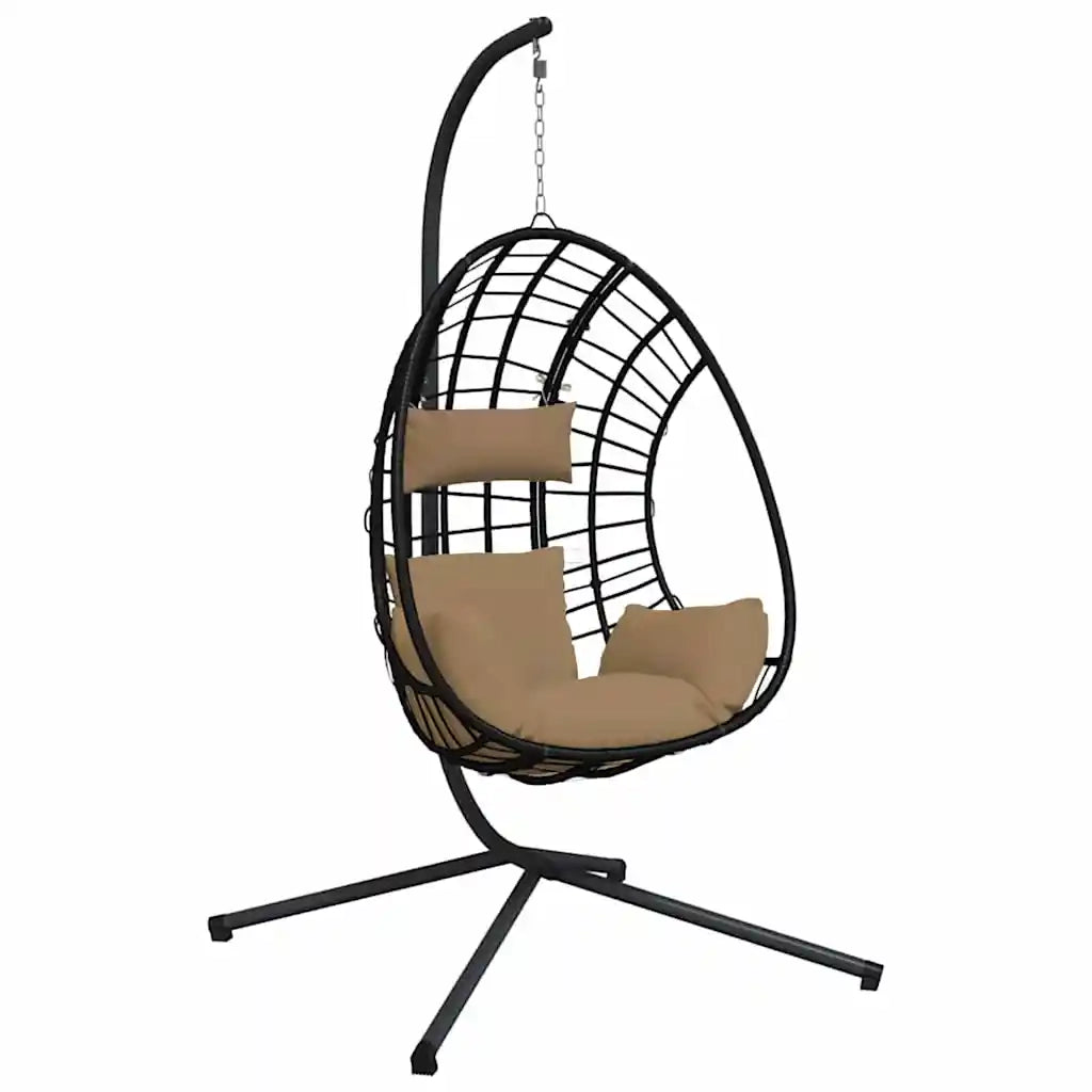 Sedia a Uovo Sospesa con Supporto Tortora Polyrattan e Acciaio CFW5926742