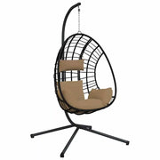 Sedia a Uovo Sospesa con Supporto Tortora Polyrattan e Acciaio CFW5926742