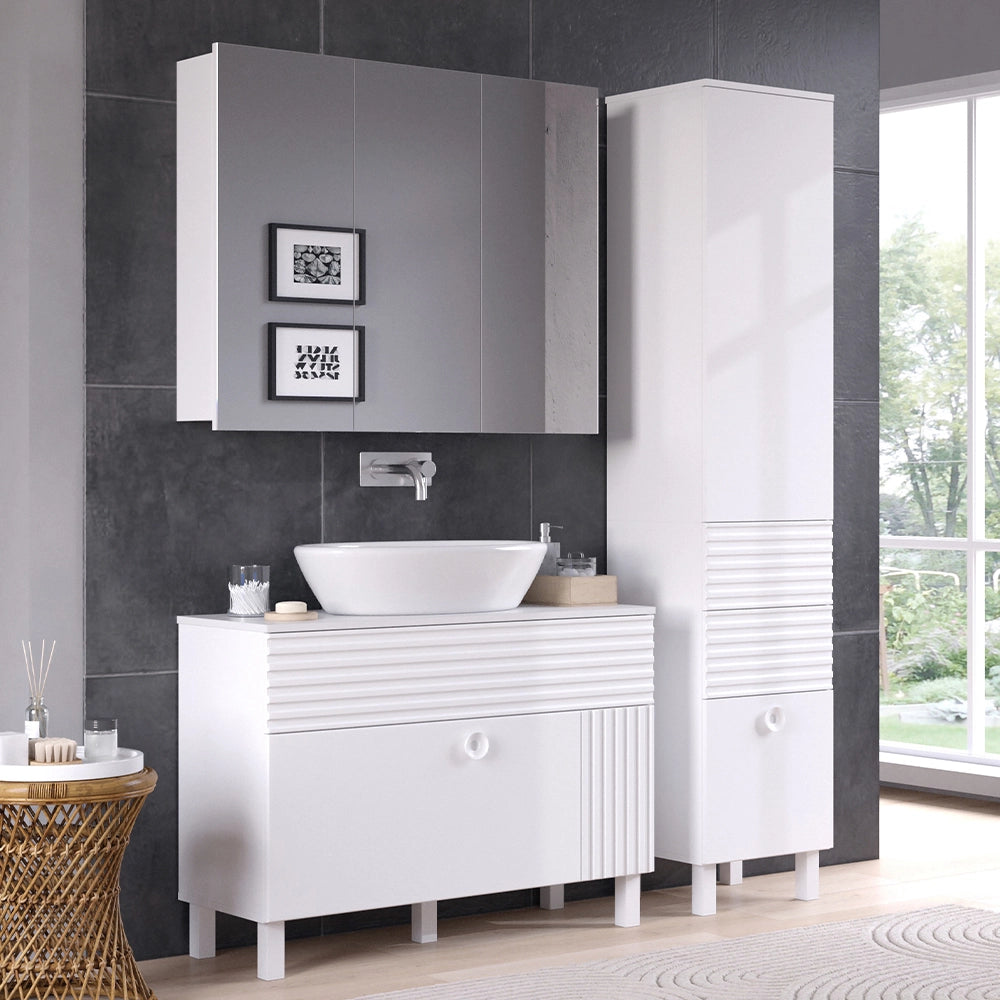 Vicco Armadio per il bagno Bianco 40.2 x 192.4 cm con anta e cassetti