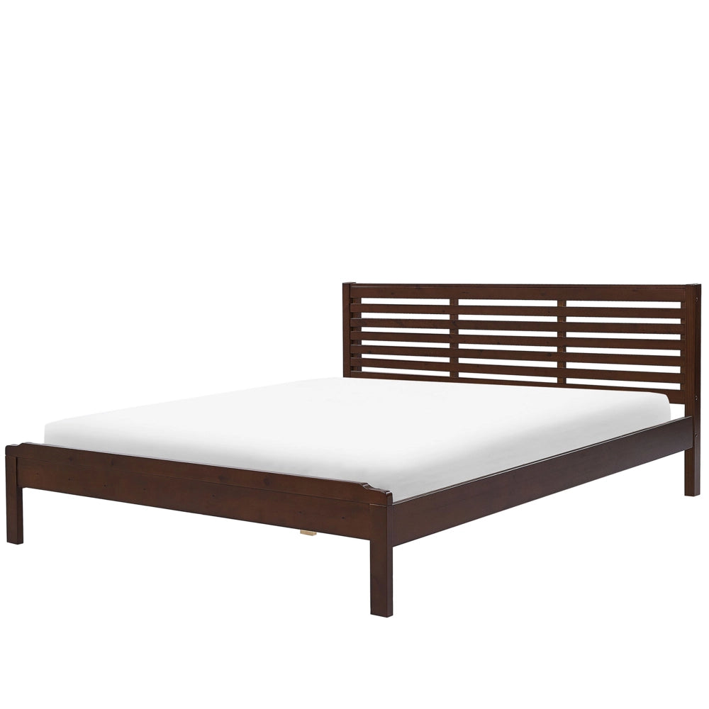 Letto Matrimoniale in Legno Scuro 180 x 200 cm con doghe stile moderno contemporaneo