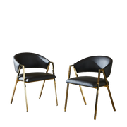 Set di 2 sedie da pranzo - con schienale ergonomico e base regolabile - nero