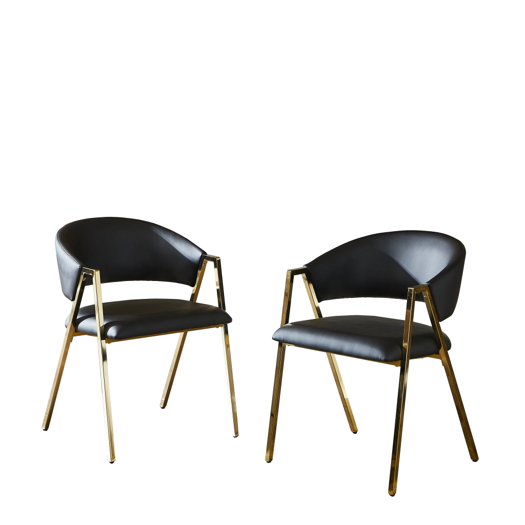 Set di 2 sedie da pranzo - con schienale ergonomico e base regolabile - nero