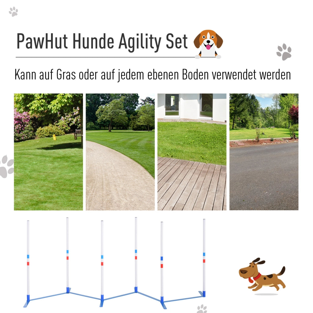 Set Agility per Cani 6 Pezzi ¨C Xylo ¨C Ostacoli Pieghevoli con Slalom e Borsa Trasporto