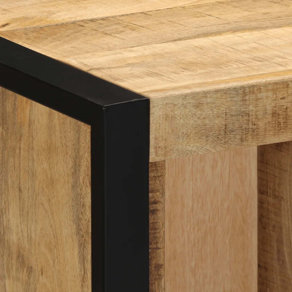 Comodino | Armadio da Notte | Mobiletto da notte 40x35x40 cm in Legno Grezzo Massello di Mango