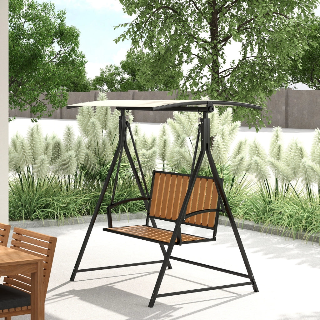 Altalena da giardino con tettoia regolabile, 2 posti ¨C zephmum ¨C nero, polyrattan, 142x112x162cm