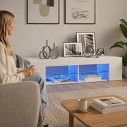 TV Cabinet With LED Lights White 135x39x30 Cm