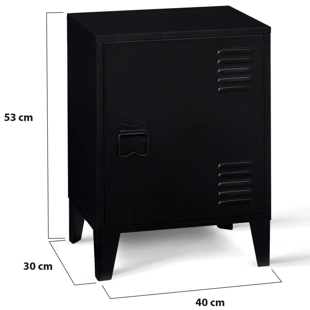 IDMarket - Comodini con 1 anta in metallo nero, design industriale ESTER