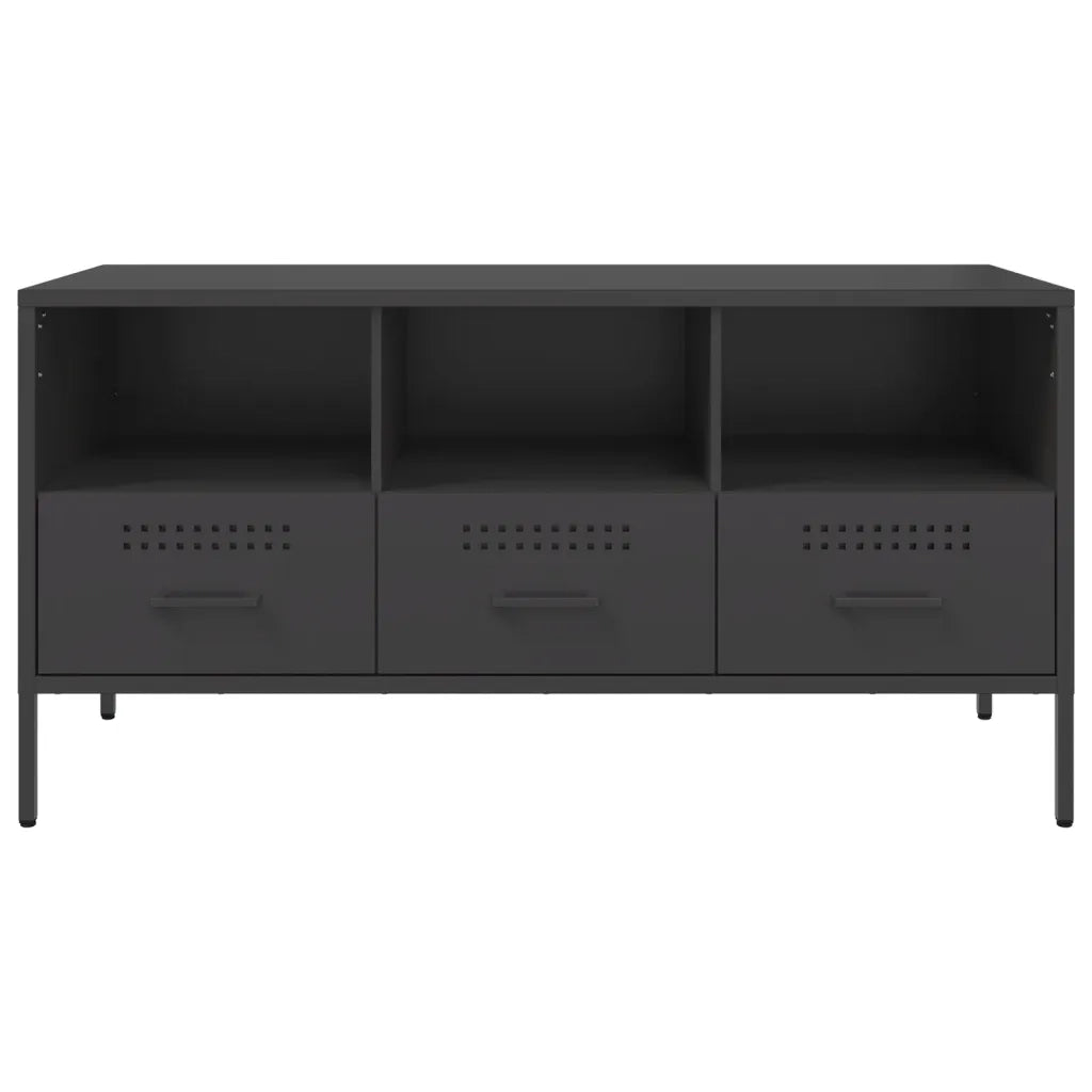 Mobile TV-Credenza per TV-Console TV Nero 100,5x39x50,5 cm in Acciaio