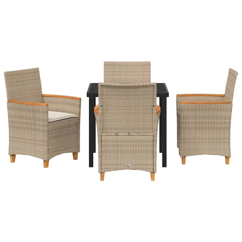 Set da Pranzo per Giardino 5 pcs Beige polyrattan
