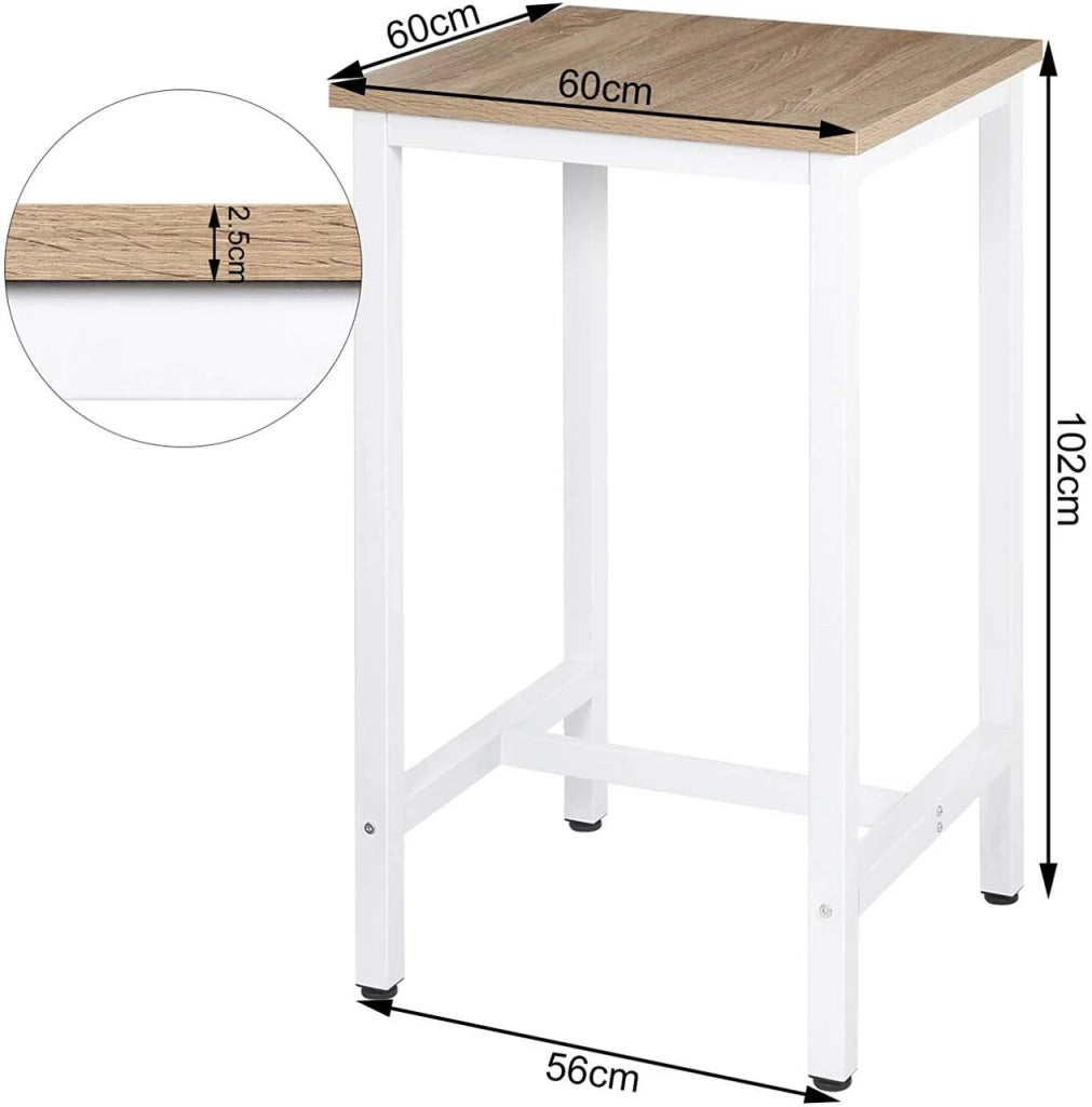 Tavolo da bar tavolo da cucina in truciolare e metallo tavolo da bistrot tavolo alto 102 cm rovere chiaro 19_0000009