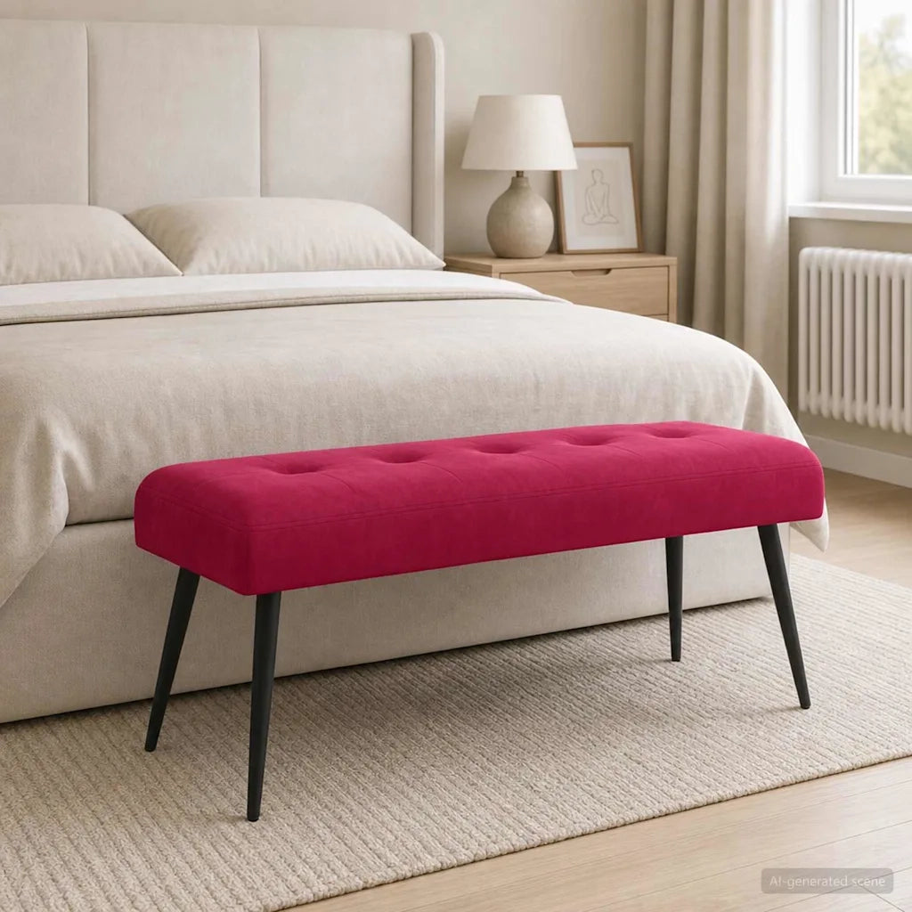 Panchina con bottoni imbottiti Rosso Vino 110 x 40 x 46 cm 42038534