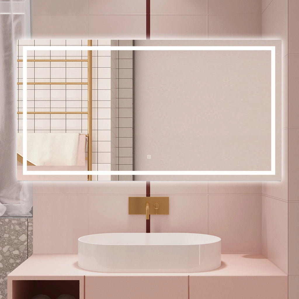 AICA Specchio da bagno  80 x 120 cm, dimmerabile, interruttore touch, Funzione Memoria, antiappannamento