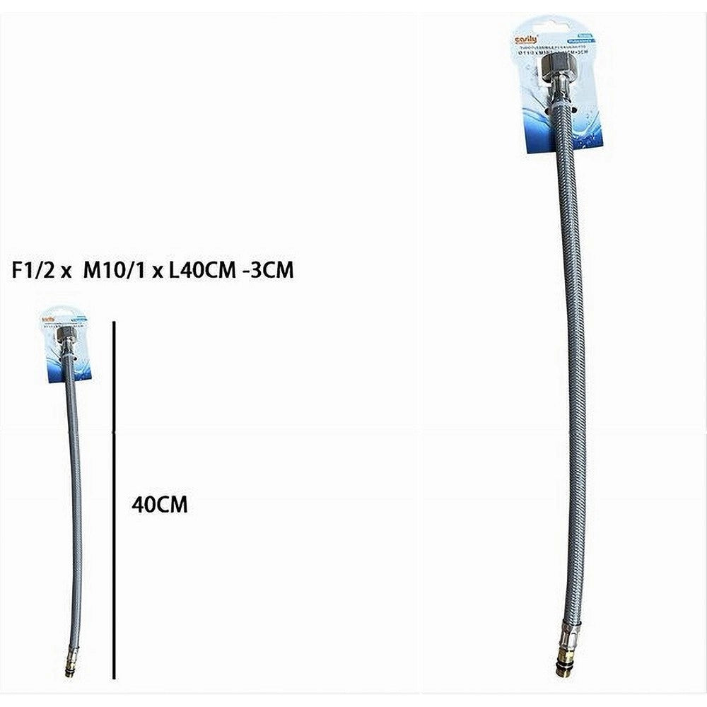 Trade Shop - Tubo Flessibile Flessibili Per Rubinetto Miscelatore Acqua 40cm F1/2xm10/1 87370 -