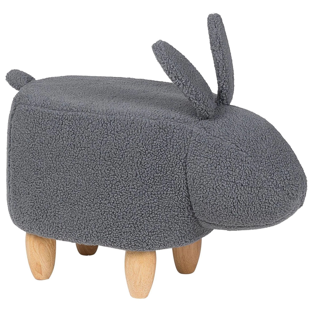 Sgabello per bambini Tessuto in poliestere grigio Gambe in legno imbottite Poggiapiedi per la cameretta dei bambini