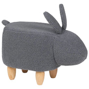 Sgabello per bambini Tessuto in poliestere grigio Gambe in legno imbottite Poggiapiedi per la cameretta dei bambini