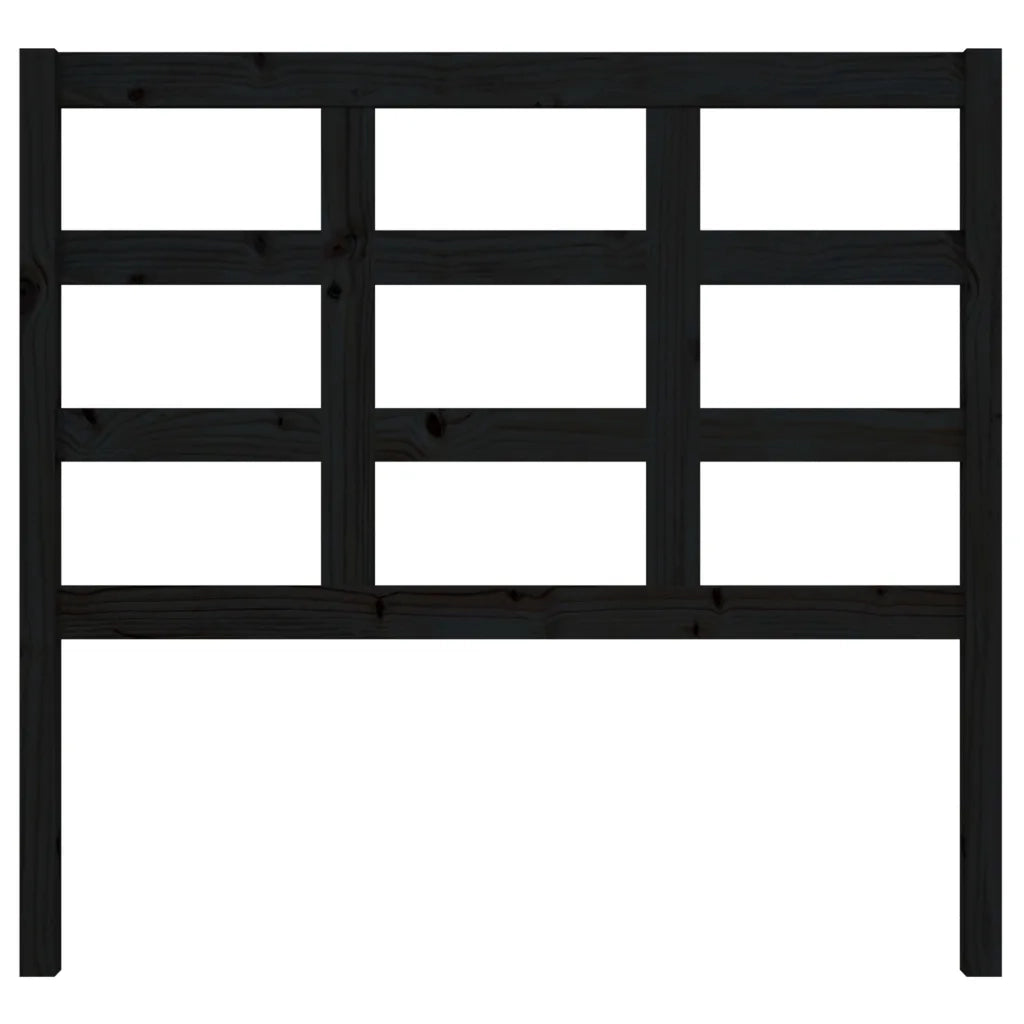 Testiera per Letto Nera 105,5x4x100cm in Legno Massello di Pino