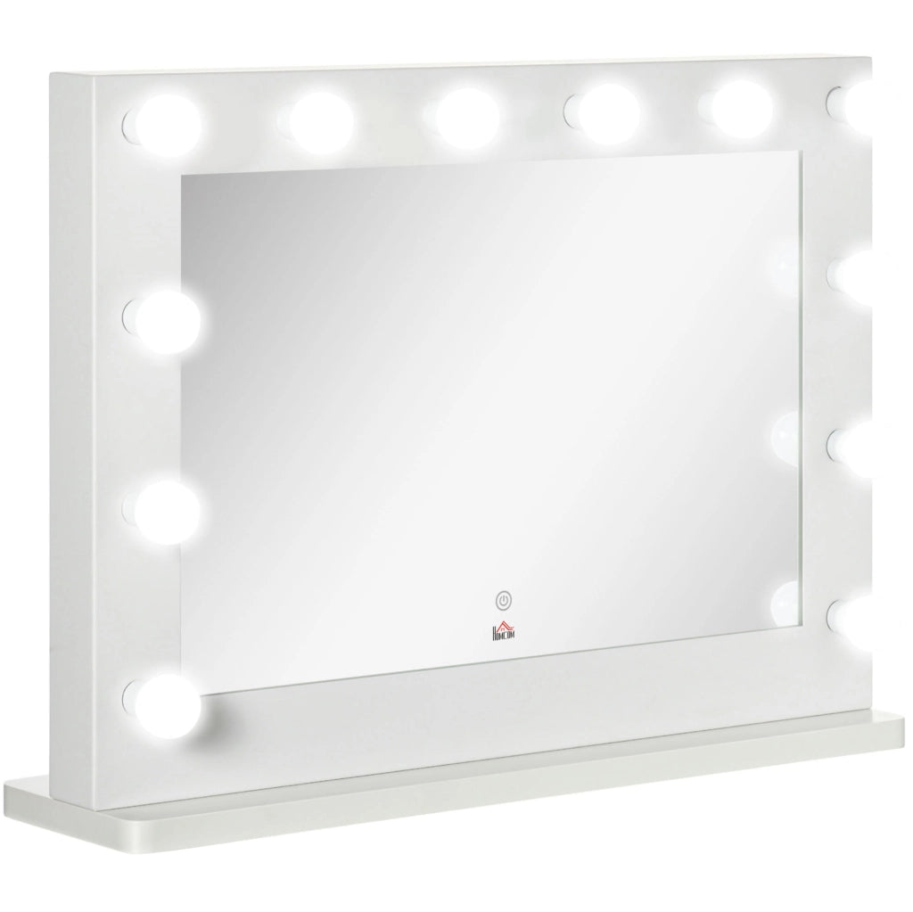 Specchio da trucco illuminato 80 x 60 cm con 12 luci LED