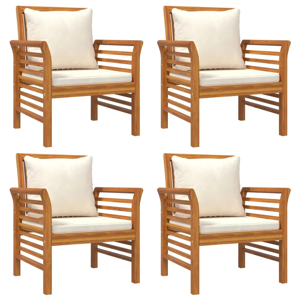Set Salotto da Giardino 5 pz con Cuscini Legno Massello Acacia