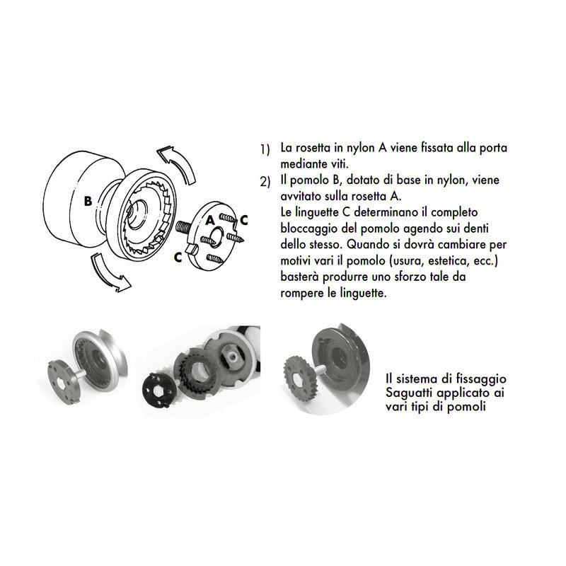 Pomolo fisso per porta SAGUATTI 869/70TB in alluminio bianco lucido