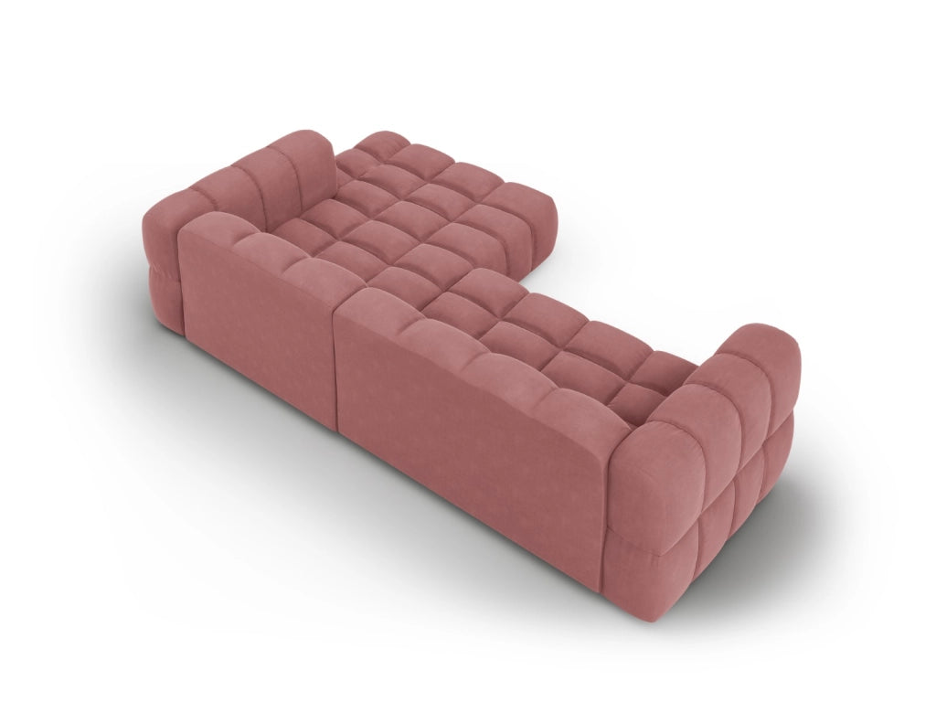 Cosmopolitan Design - Divano angolare modulare destro "Sky" 4 posti in velluto salmone 