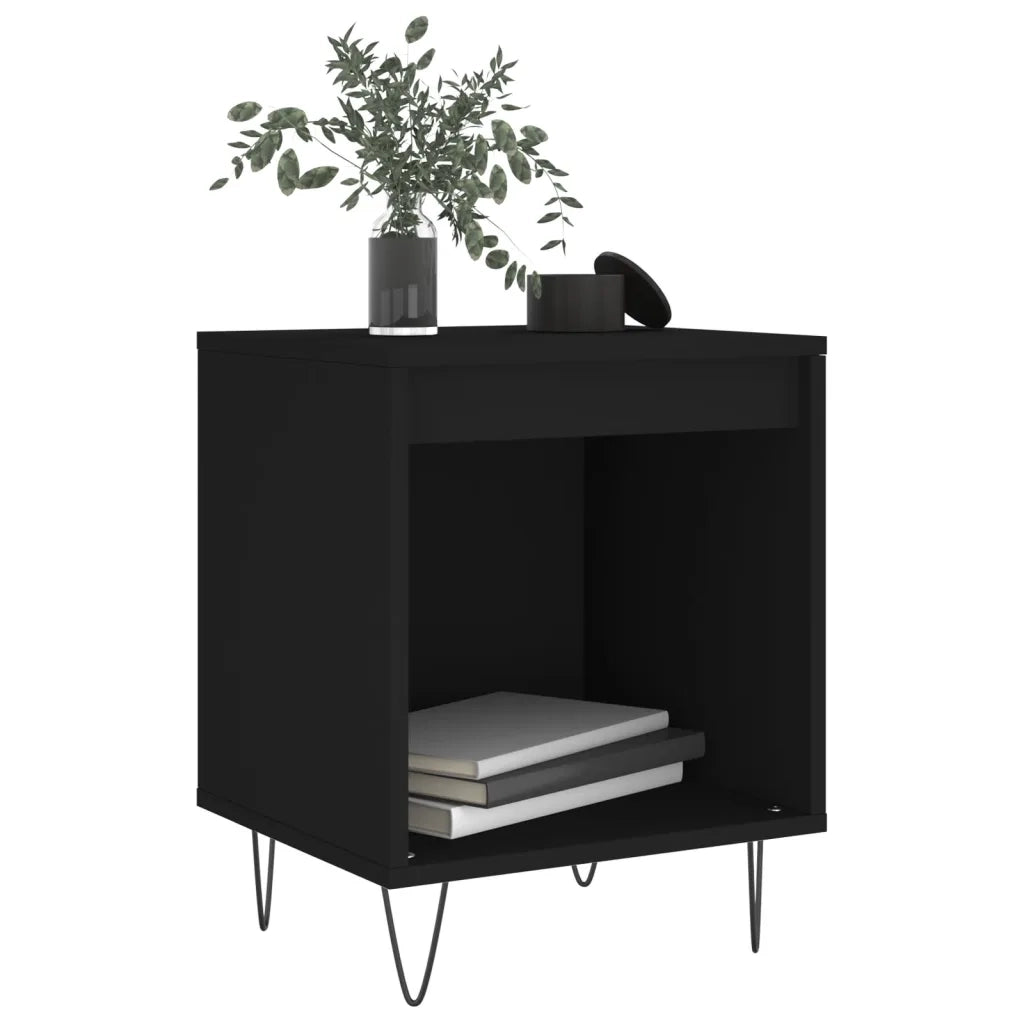 Set di 2 Comodini | Armadio da Notte | Mobiletto da notte Neri 40x35x50 cm in Legno Multistrato