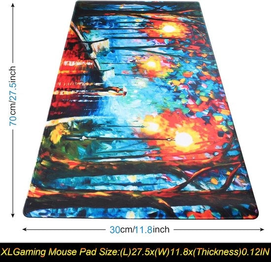 Gaming Muismat con Bordo Ricurvo, Tastiera Ergonomica con Base Antiscivolo in Gomma Naturale per Gamer, Desktop, Ufficio, Casa, 70 x 30 cm, Fissa
