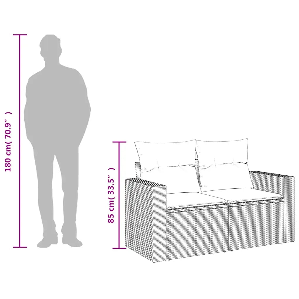 Divano da Giardino con Cuscini 2 Posti-Sofa da Giardino-Divano da esterno Grigio Chiaro Polyrattan 770504