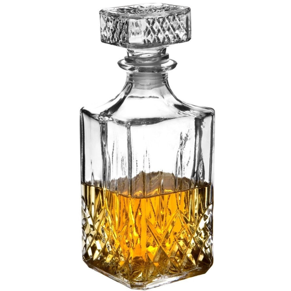 Trade Shop - Bottiglia Vintage Per Liquore Wiskey Cognac Scotch In Vetro Con Tappo 9x23cm -