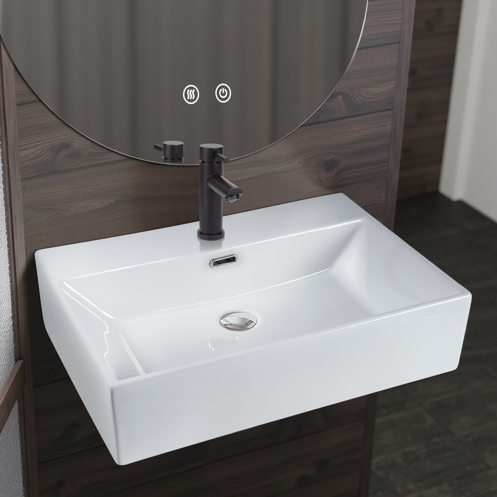 ZMH Lavabo bianco 51x42x15cm Ceramica
