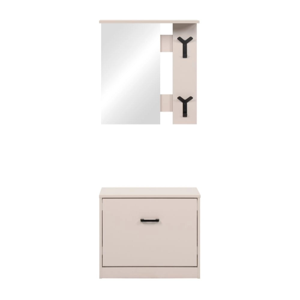 Mobile Ingresso Limone41A con Specchio, Appendiabiti e Scarpiera Beige