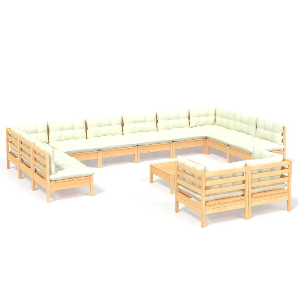 Set Divani da Giardino 13 pz con Cuscini Crema Massello di Pino cod mxl 41364