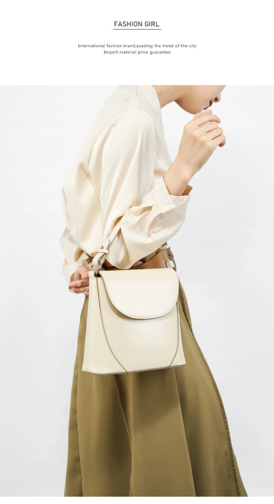 Borsa a tracolla da donna in vera pelle, mini borsa bianca