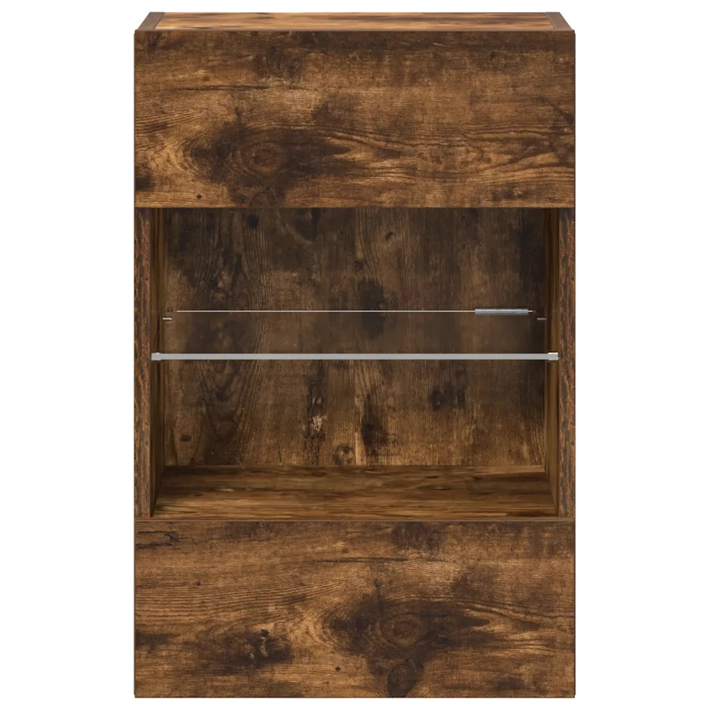 Mobili da parete con luci LED per TV 2pz-Set di 2 Credenza per TV Rovere Fumo 40x30x60,5 cm
