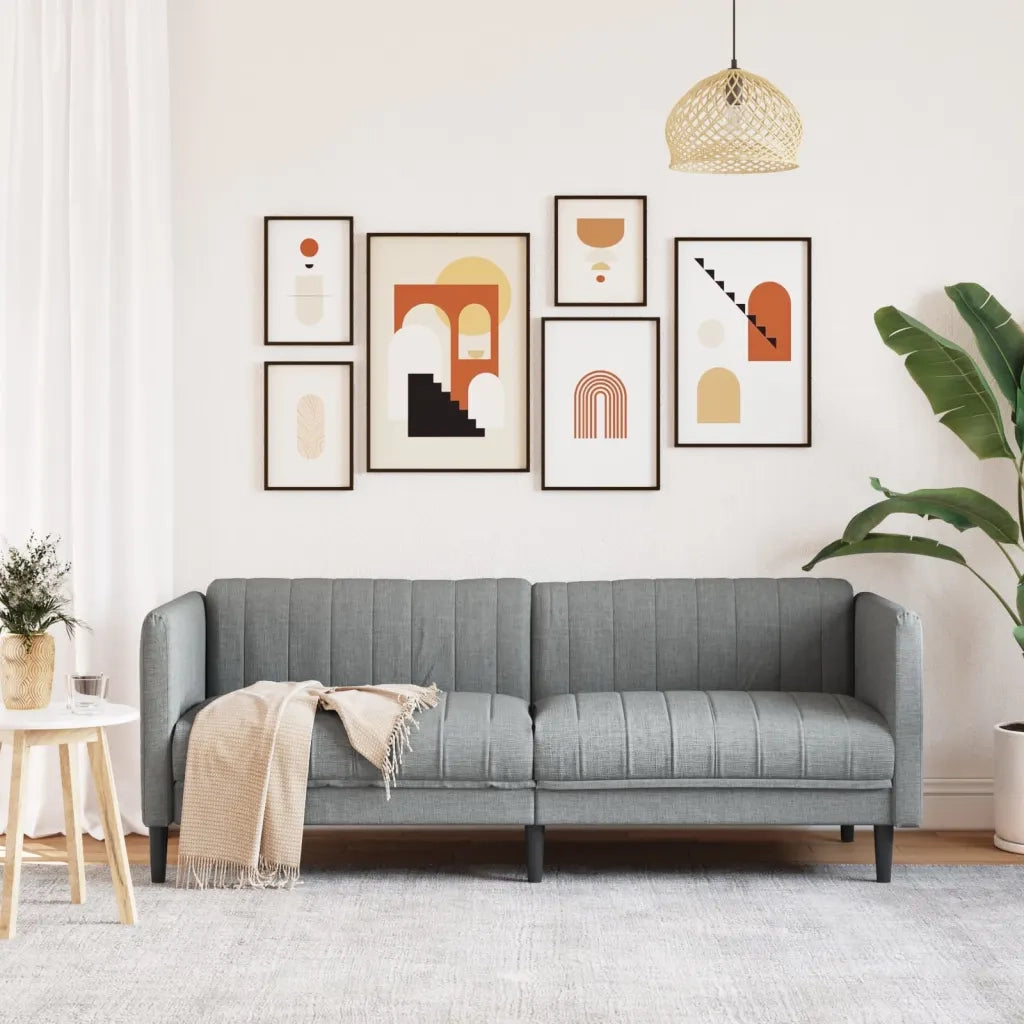 Divano | Divano da soggiorno | Sofa a 3 Posti Grigio Chiaro in Tessuto