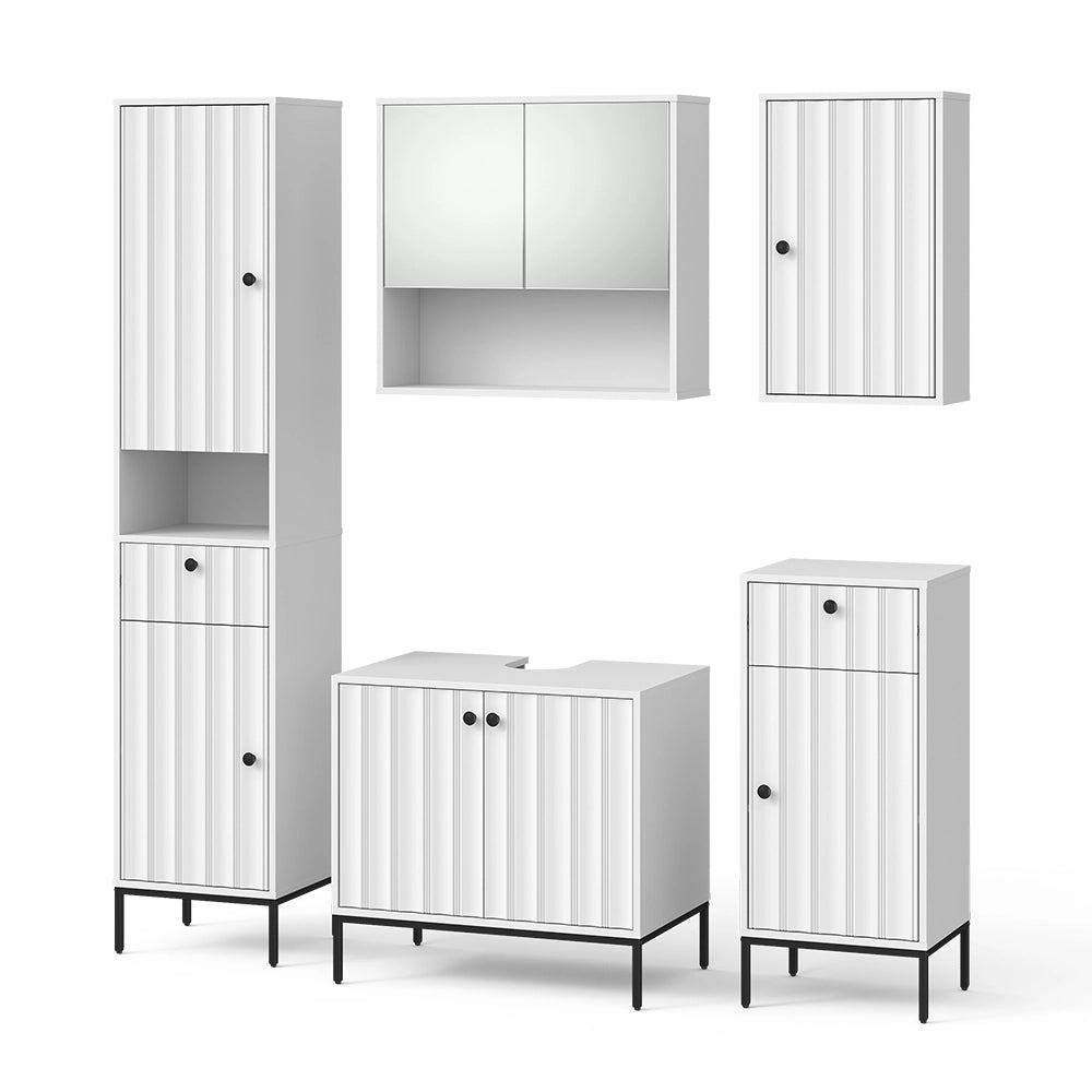 Vicco Set di mobili da bagno Ondulazione bianca 5 parti