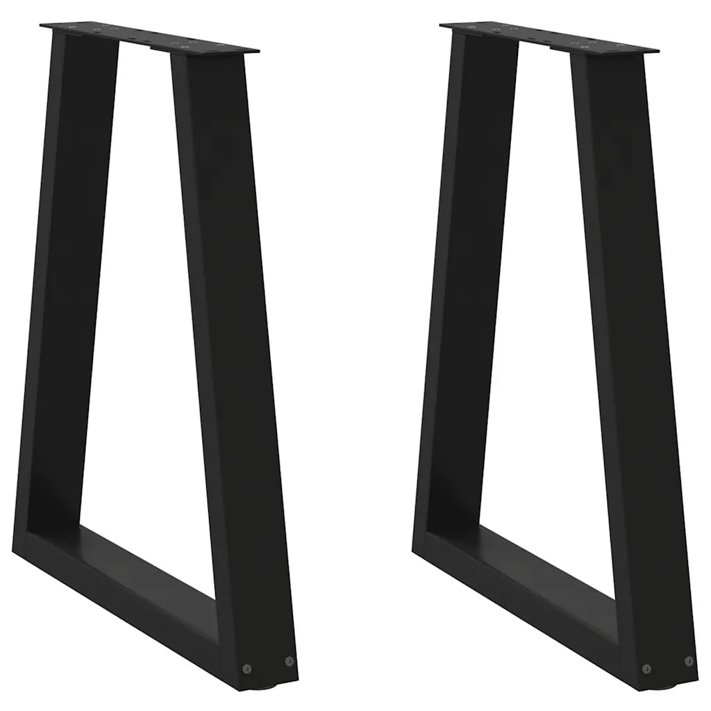 Gambe per tavolo da pranzo a forma di V 2 pz nere 50x(72-73,3) cm in acciaio